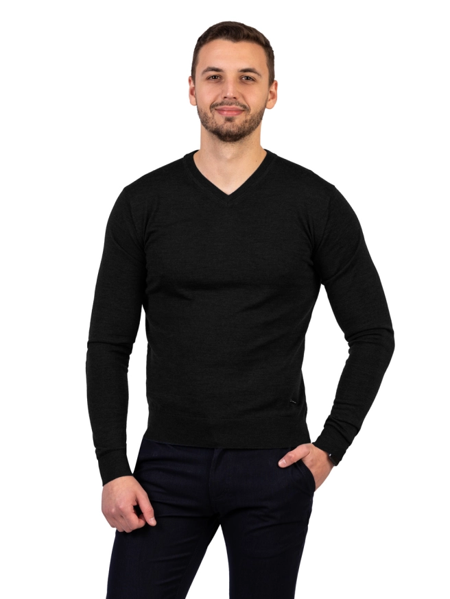 Pánský MERINO svetr FRANCK černý náhledový obrázek 2