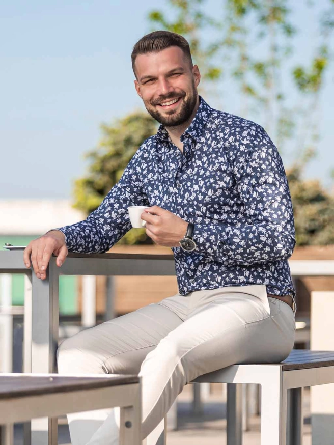 Pánská košile DANIEL SLIM tm modrá vzor náhledový obrázek 1