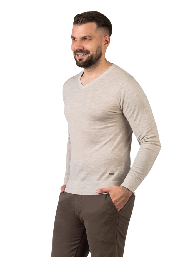 Pánský MERINO svetr FRANCK béžový náhledový obrázek 2
