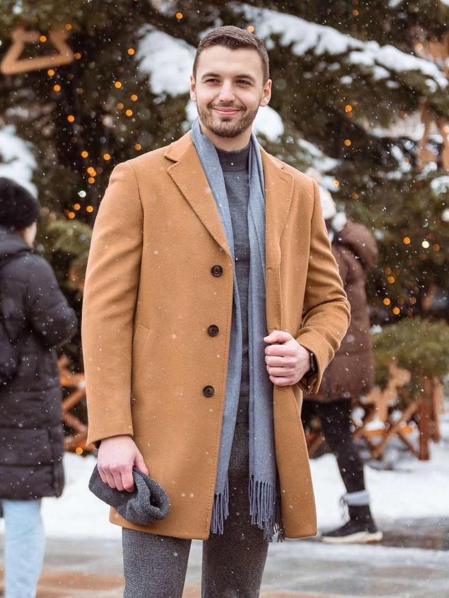 Pánský vlněný kabát RALF camel náhledový obrázek 2