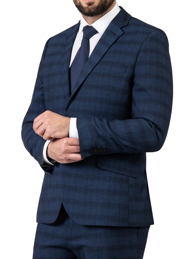 Pánský oblek BALI kostkovaný modrý náhledový obrázek 4