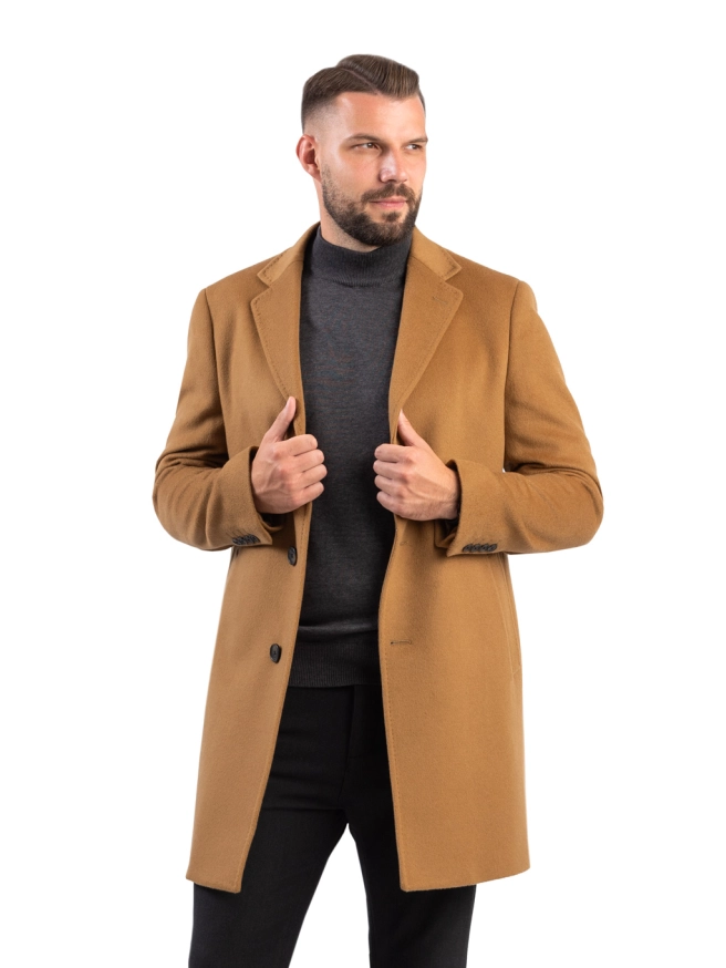 Pánský vlněný kabát RALF camel náhledový obrázek 7