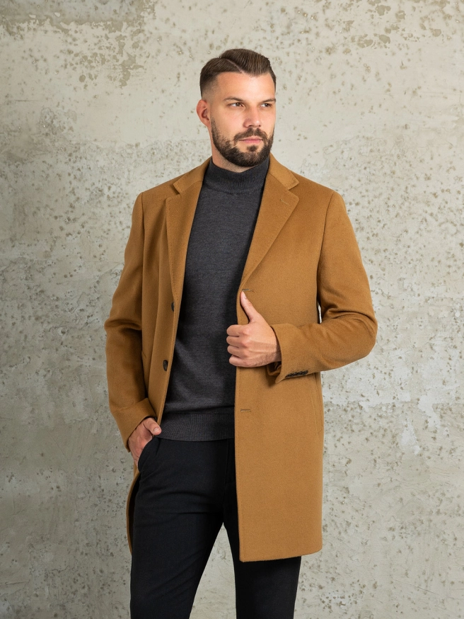 Pánský vlněný kabát RALF camel náhledový obrázek 5