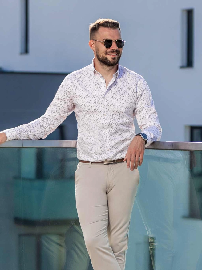 Pánská košile MARIO SLIM bílá vzor náhledový obrázek 3