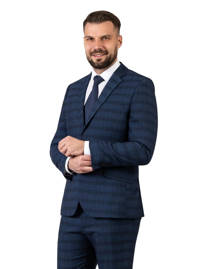 Pánský oblek BALI kostkovaný modrý náhledový obrázek 10